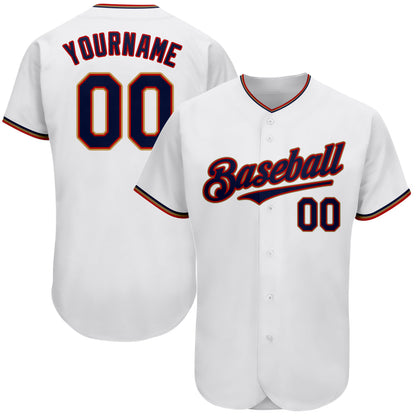 Custom White Navy-Red Authentic Baseball Jersey - Sky-Custom