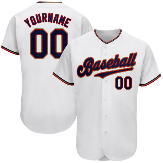 Custom White Navy-Red Authentic Baseball Jersey - Sky-Custom