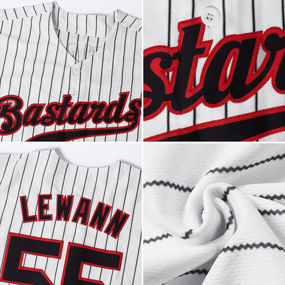 Custom White Black Pinstripe Black-Red Authentic Baseball Jersey - Sky-Custom