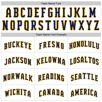 Custom White Navy Pinstripe Navy-Gold Authentic Baseball Jersey - Sky-Custom