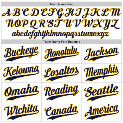 Custom White Navy Pinstripe Navy-Gold Authentic Baseball Jersey - Sky-Custom
