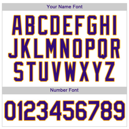 Custom White Purple Pinstripe Purple-Gold Authentic Baseball Jersey - Sky-Custom