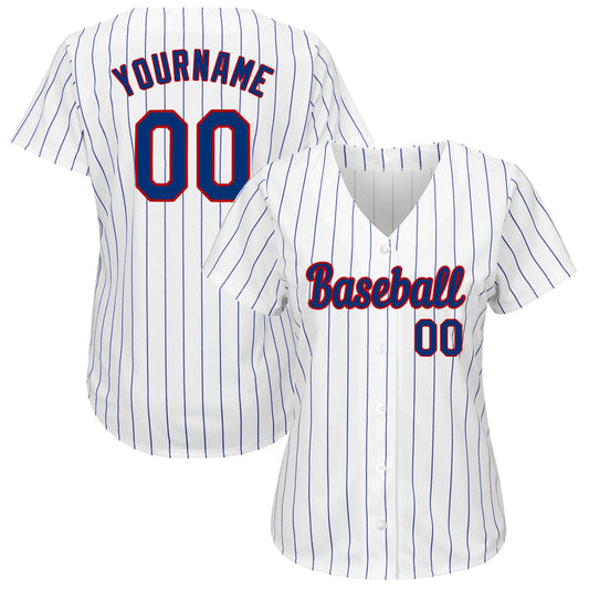 Custom White Royal Pinstripe Royal-Red Authentic Baseball Jersey - Sky-Custom