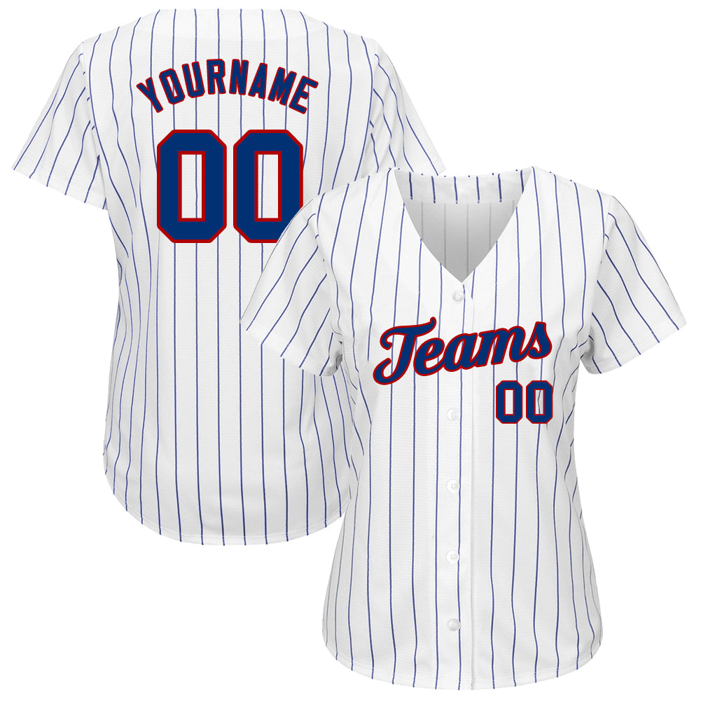 Custom White Royal Pinstripe Royal-Red Authentic Baseball Jersey - Sky-Custom