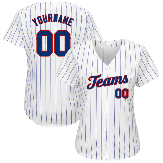 Custom White Royal Pinstripe Royal-Red Authentic Baseball Jersey - Sky-Custom