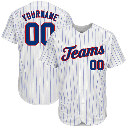 Custom White Royal Pinstripe Royal-Red Authentic Baseball Jersey - Sky-Custom