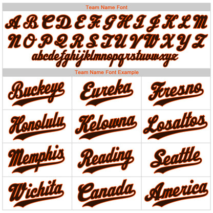 Custom White Brown Pinstripe Brown-Orange Authentic Baseball Jersey - Sky-Custom
