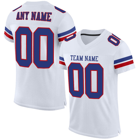 Custom White Royal-Red Mesh Authentic Football Jersey - Sky-Custom