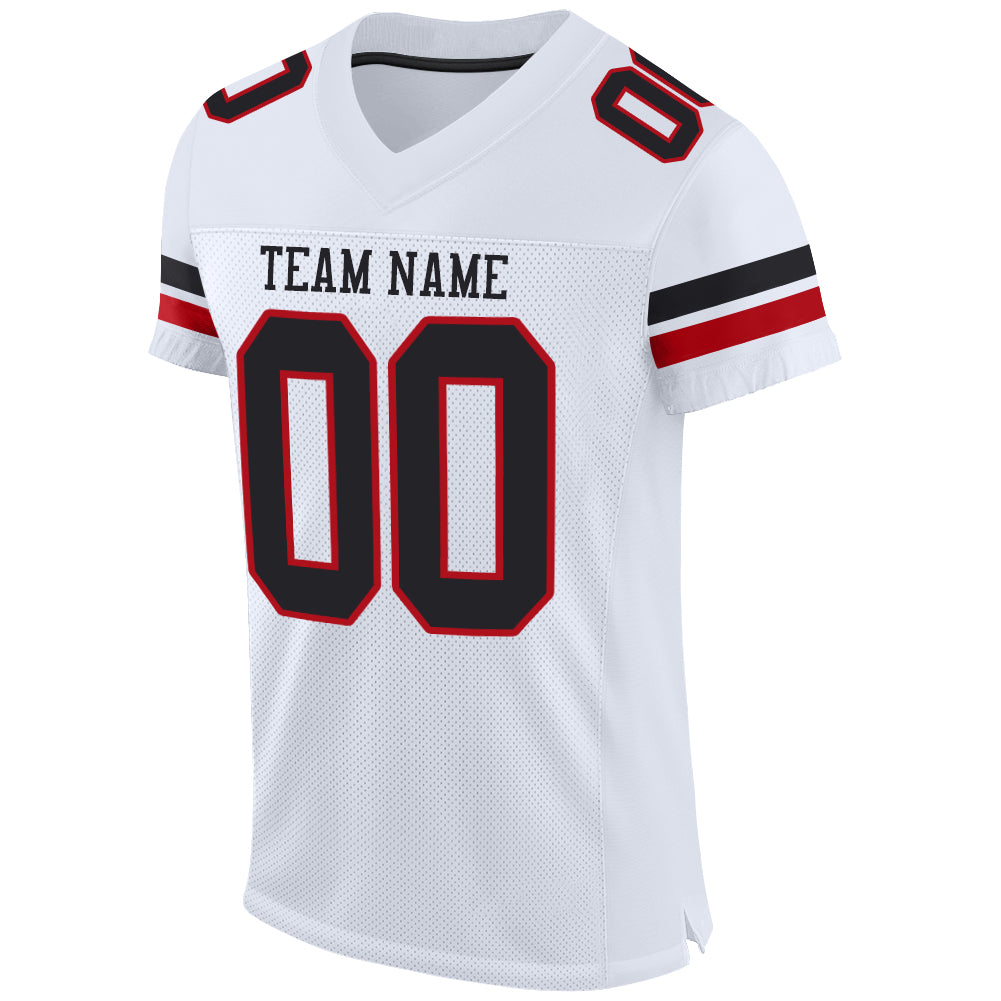 Custom White Black-Red Mesh Authentic Football Jersey - Sky-Custom