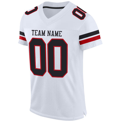 Custom White Black-Red Mesh Authentic Football Jersey - Sky-Custom