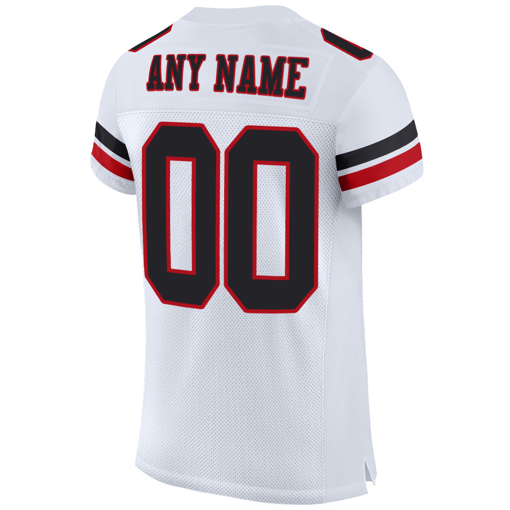 Custom White Black-Red Mesh Authentic Football Jersey - Sky-Custom