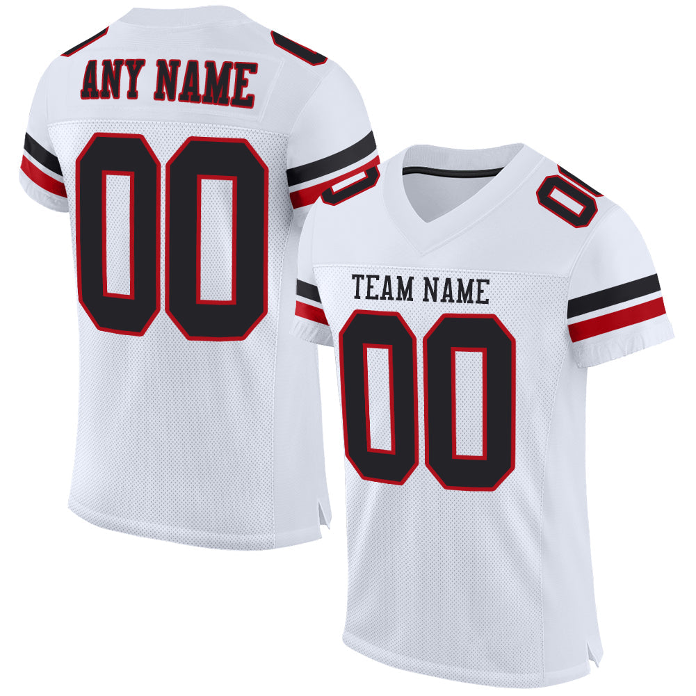 Custom White Black-Red Mesh Authentic Football Jersey - Sky-Custom