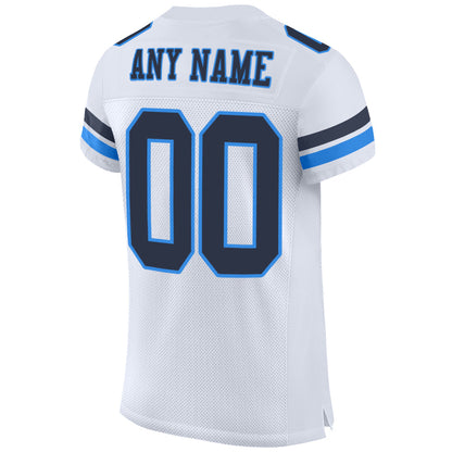Custom White Navy-Powder Blue Mesh Authentic Football Jersey - Sky-Custom