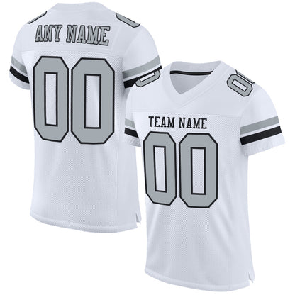 Custom White Silver-Black Mesh Authentic Football Jersey - Sky-Custom