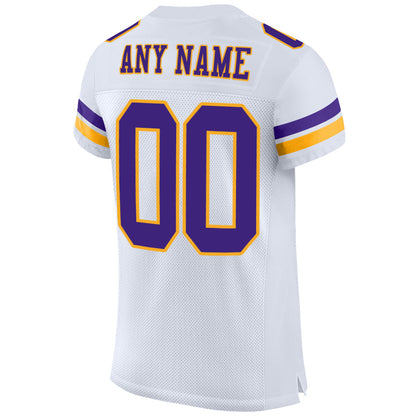 Custom White Purple-Gold Mesh Authentic Football Jersey - Sky-Custom