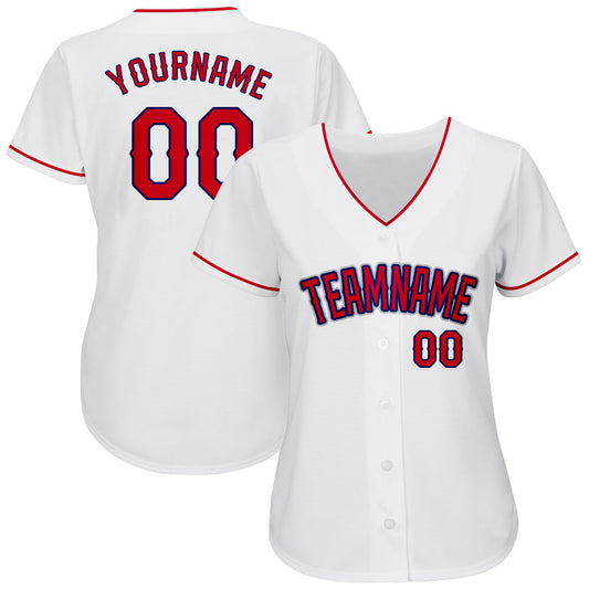 Custom White Red-Navy Authentic Baseball Jersey - Sky-Custom