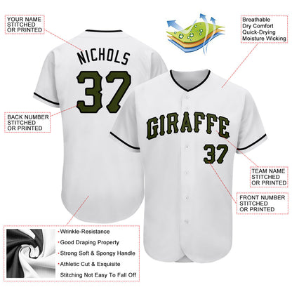 Custom White Olive-Black Authentic Memorial Day Baseball Jersey - Sky-Custom