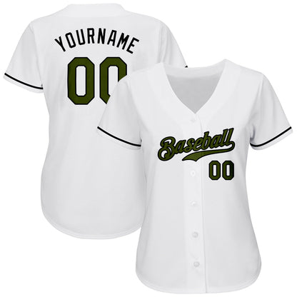 Custom White Olive-Black Authentic Memorial Day Baseball Jersey - Sky-Custom