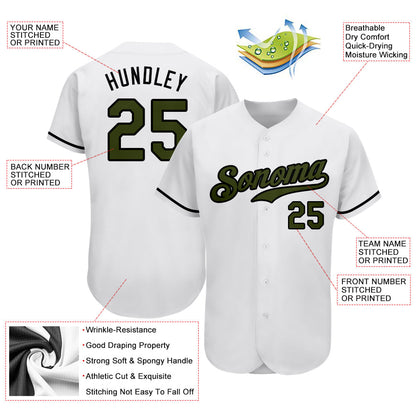 Custom White Olive-Black Authentic Memorial Day Baseball Jersey - Sky-Custom