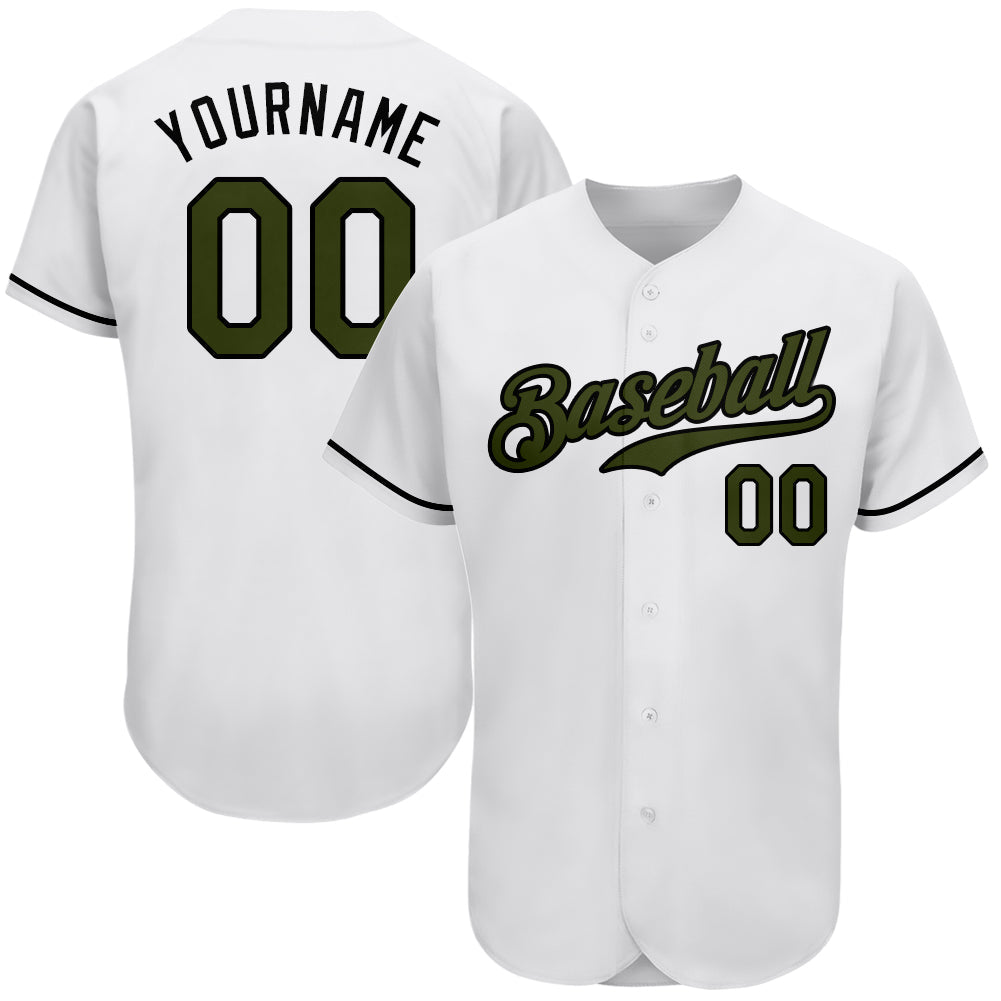 Custom White Olive-Black Authentic Memorial Day Baseball Jersey - Sky-Custom