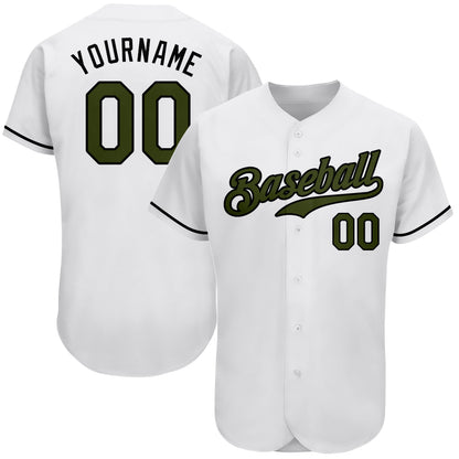 Custom White Olive-Black Authentic Memorial Day Baseball Jersey - Sky-Custom