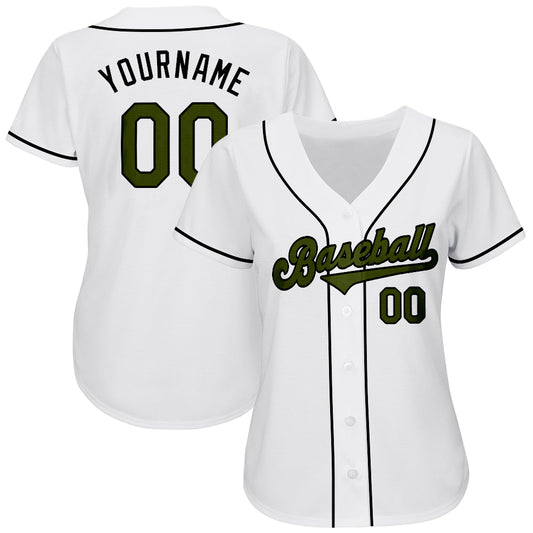 Custom White Olive-Black Authentic Memorial Day Baseball Jersey - Sky-Custom
