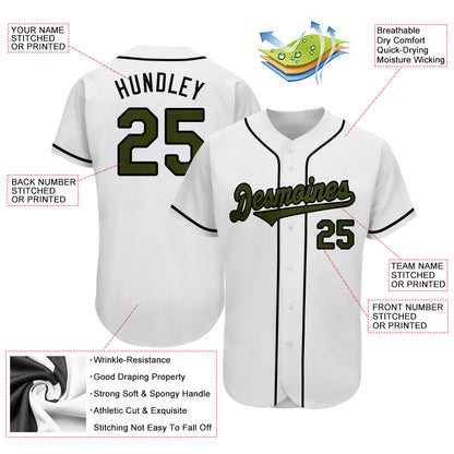 Custom White Olive-Black Authentic Memorial Day Baseball Jersey - Sky-Custom