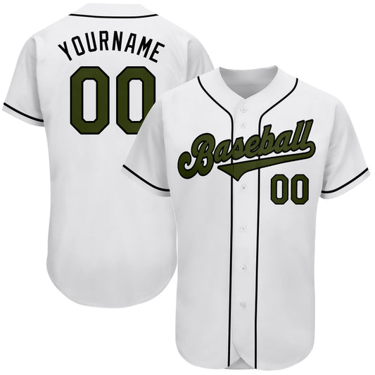 Custom White Olive-Black Authentic Memorial Day Baseball Jersey - Sky-Custom