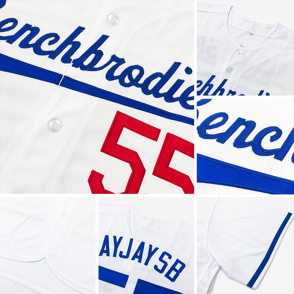 Custom White Black-Red Authentic Baseball Jersey - Sky-Custom