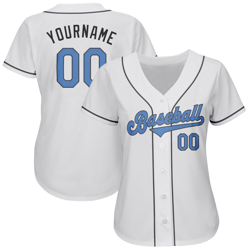 Custom White Light Blue-Steel Gray Authentic Father's Day Baseball Jersey - Sky-Custom