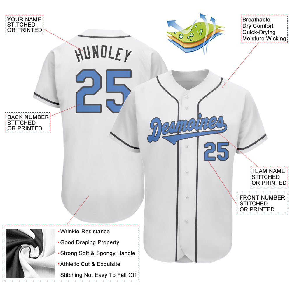 Custom White Light Blue-Steel Gray Authentic Father's Day Baseball Jersey - Sky-Custom