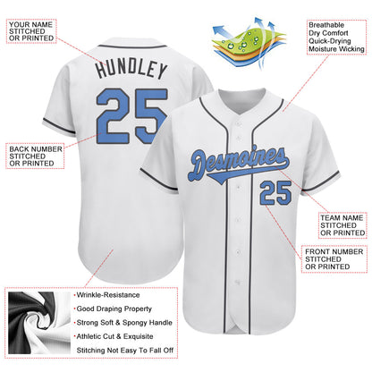 Custom White Light Blue-Steel Gray Authentic Father's Day Baseball Jersey - Sky-Custom