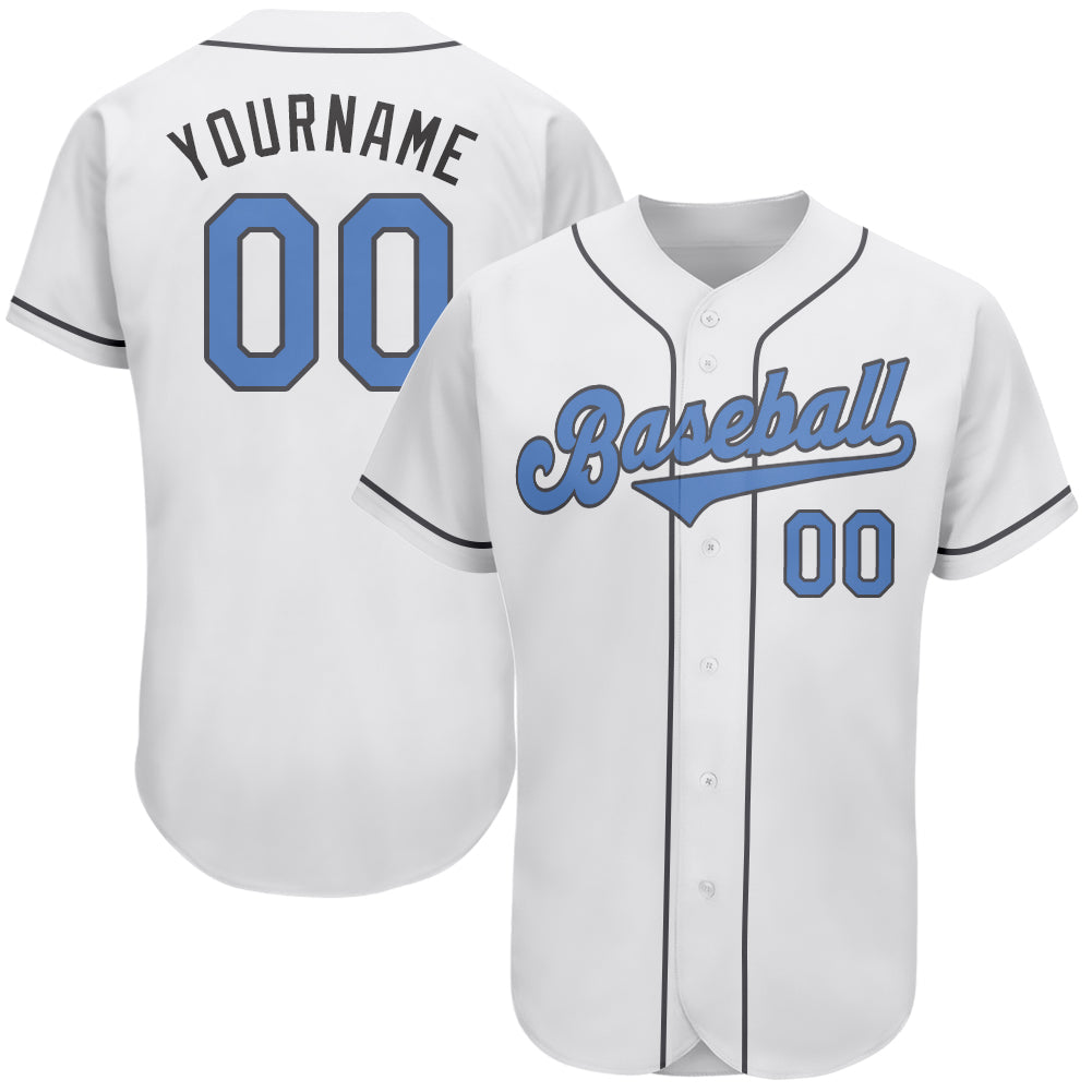 Custom White Light Blue-Steel Gray Authentic Father's Day Baseball Jersey - Sky-Custom