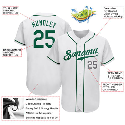 Custom White Kelly Green-Light Gray Authentic Baseball Jersey - Sky-Custom