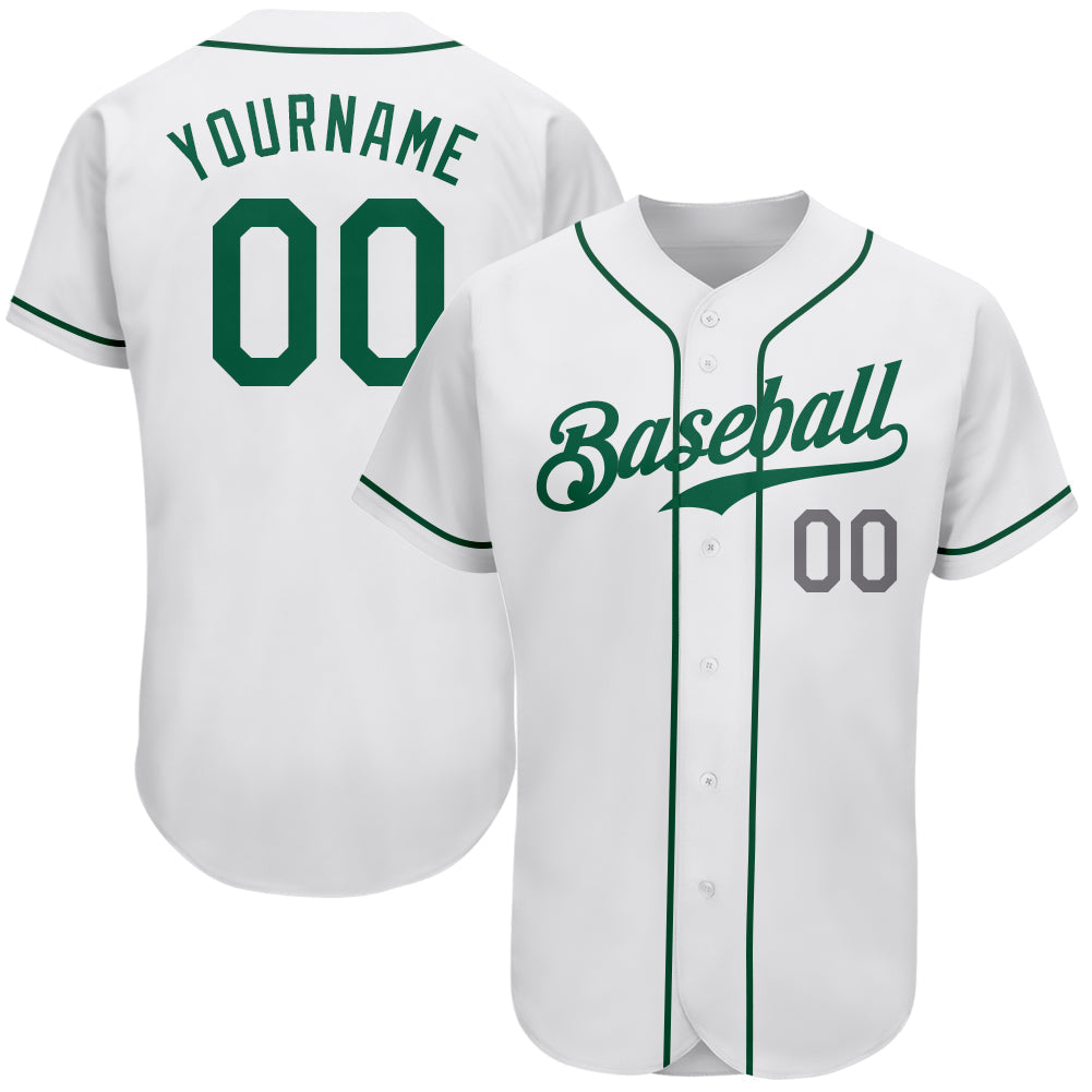 Custom White Kelly Green-Light Gray Authentic Baseball Jersey - Sky-Custom