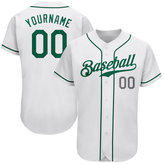 Custom White Kelly Green-Light Gray Authentic Baseball Jersey - Sky-Custom