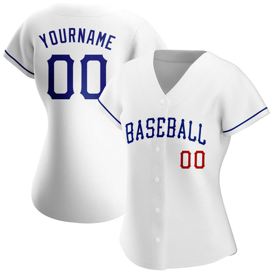 Custom White Royal-Red Authentic Baseball Jersey - Sky-Custom