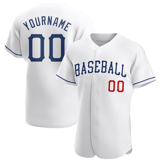 Custom White Royal-Red Authentic Baseball Jersey - Sky-Custom