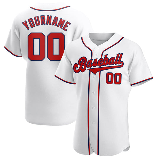 Custom White Red-Navy Authentic Baseball Jersey - Sky-Custom