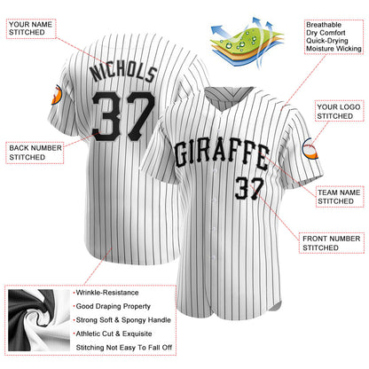 Custom White Black Pinstripe Black-Gray Authentic Baseball Jersey - Sky-Custom