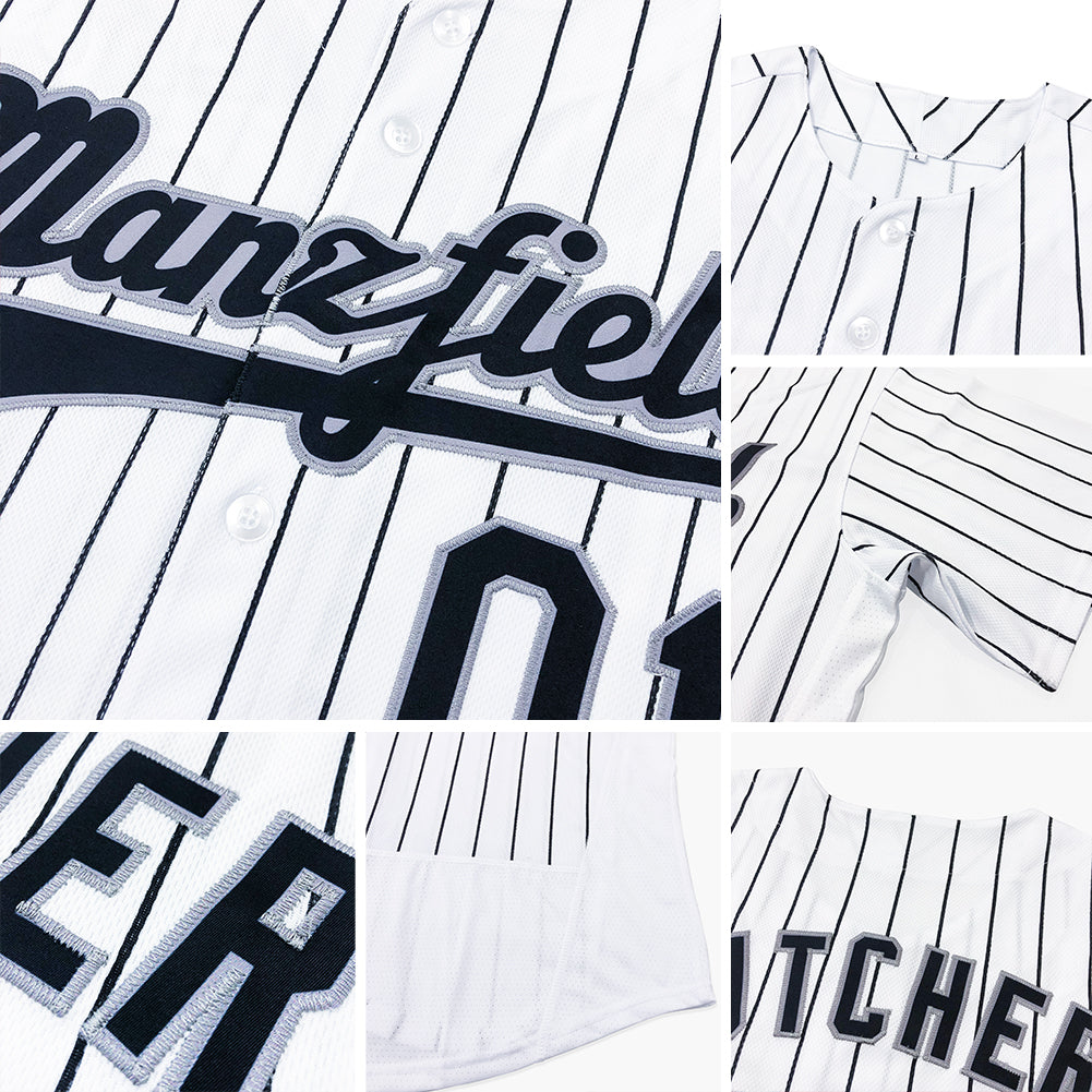 Custom White Royal Pinstripe Royal-Orange Authentic Baseball Jersey - Sky-Custom