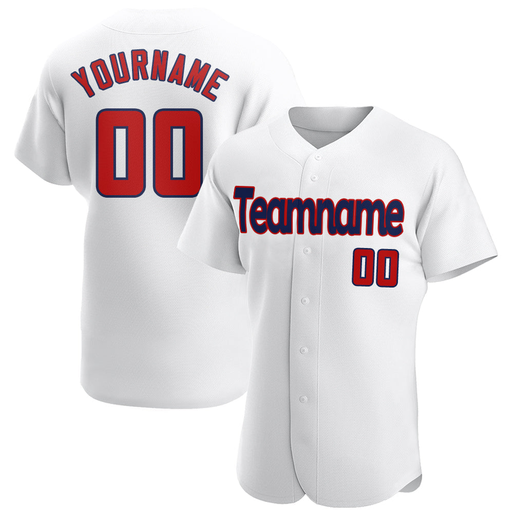 Custom White Red-Navy Authentic Baseball Jersey - Sky-Custom