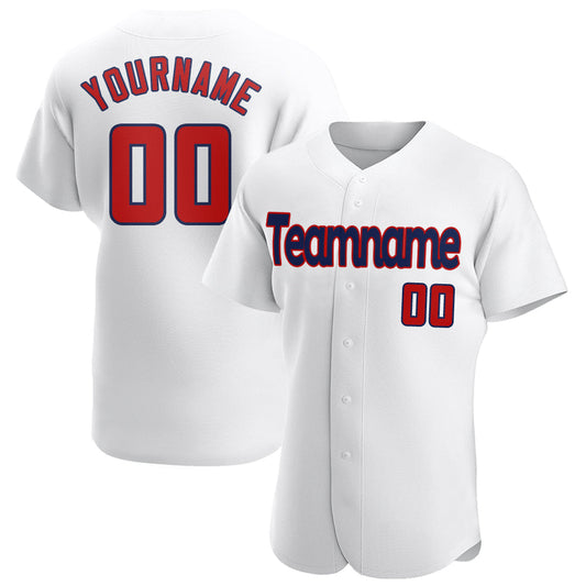 Custom White Red-Navy Authentic Baseball Jersey - Sky-Custom