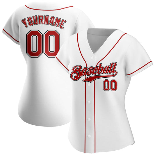 Custom White Red-Black Authentic Baseball Jersey - Sky-Custom