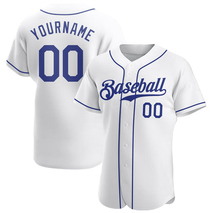 Custom White Royal Authentic Baseball Jersey - Sky-Custom