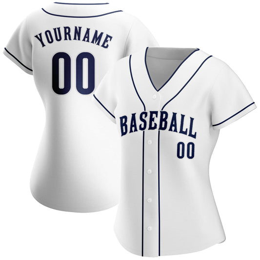 Custom White Navy-White Authentic Baseball Jersey - Sky-Custom