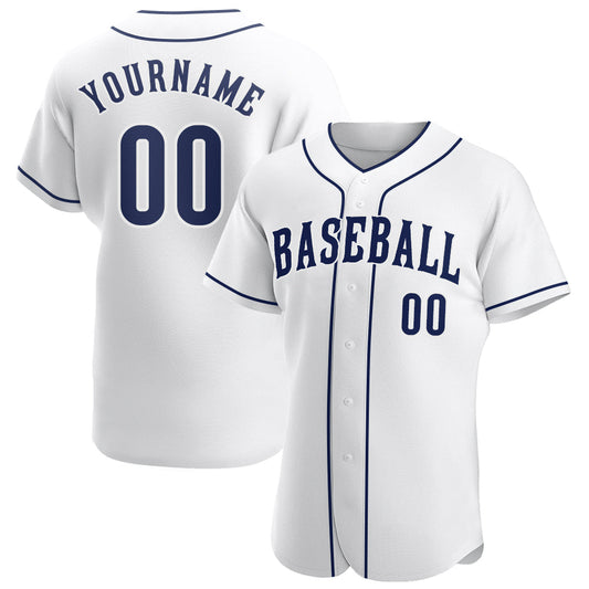 Custom White Navy-White Authentic Baseball Jersey - Sky-Custom