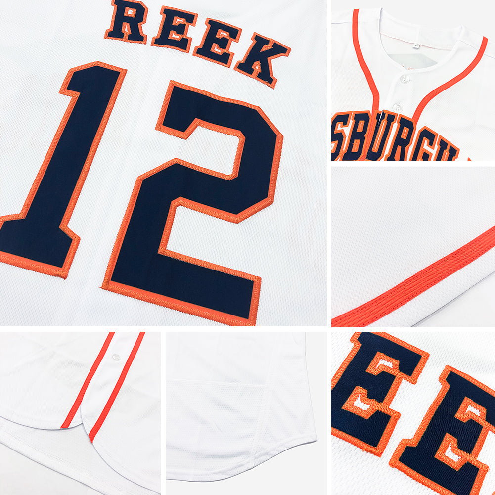 Custom White Orange-Black Authentic Baseball Jersey - Sky-Custom