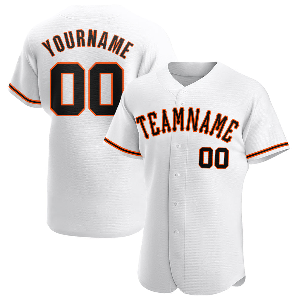 Custom White Black-Orange Authentic Baseball Jersey - Sky-Custom