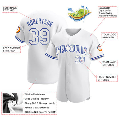 Custom White White-Royal Authentic Baseball Jersey - Sky-Custom